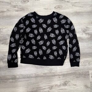 Kids Crewneck Sweatshirt Black White Owl Print Comfy Pullover‎ Top